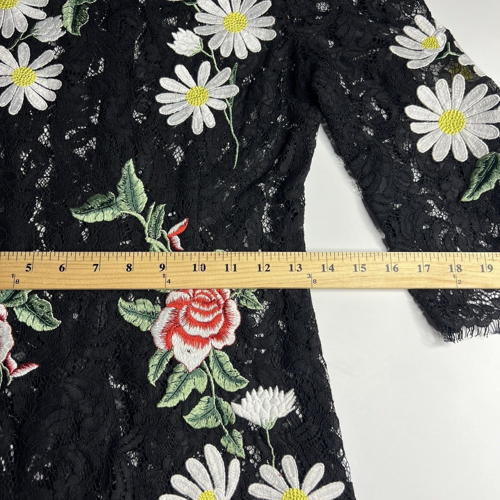 Floral Embroidered Sheer‎ Boho Hippie Black Dress Women S/M - Picture 9 of 10